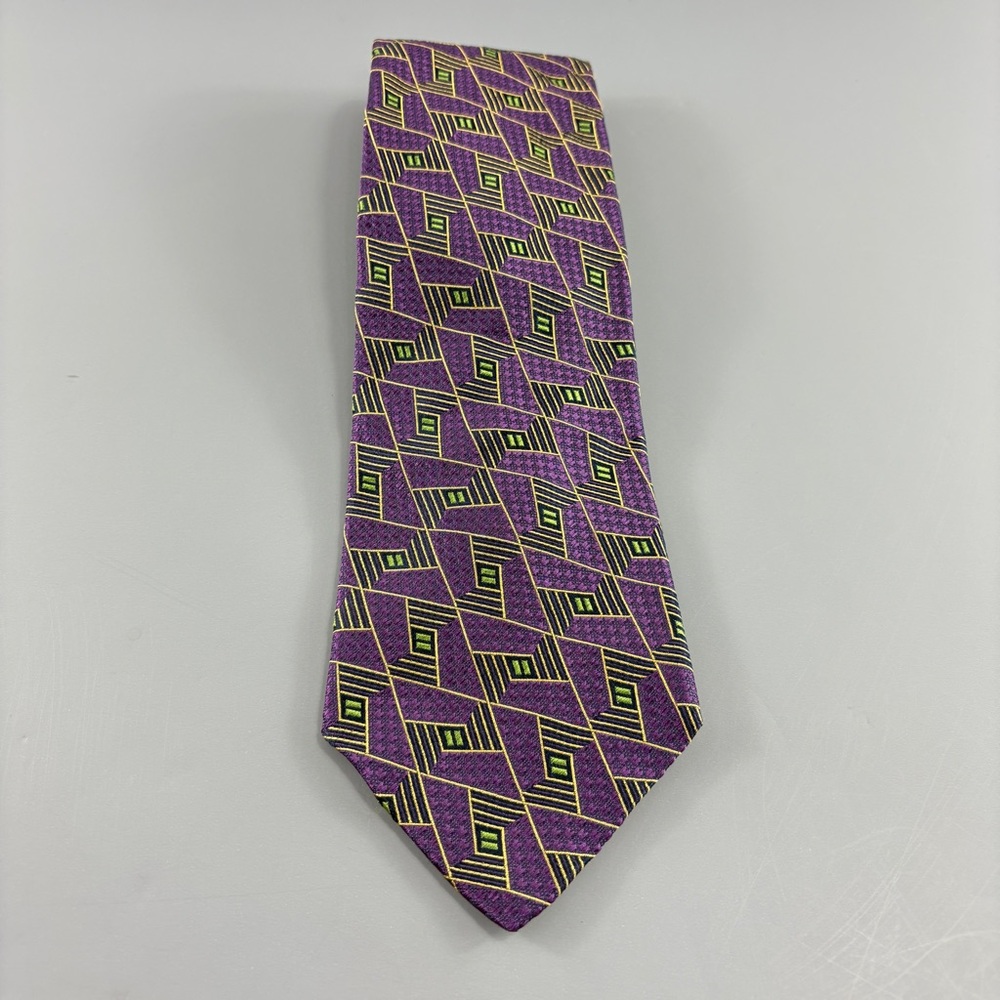 Studio by Fumagalli's Purple / Gold Geometric Men's Tie 4" x 58" Vintage